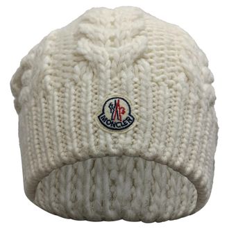 Moncler Moncler muts met pompon in witte wol