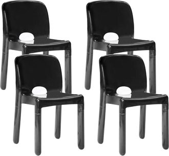 Beliani Conjunto de 4 sillas de jard&iacute;n Negro