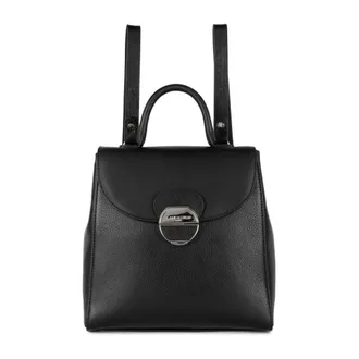 Lancaster Backpacks, female, Black, Size: ONE SIZE Flap Backpack with Metal Clasp