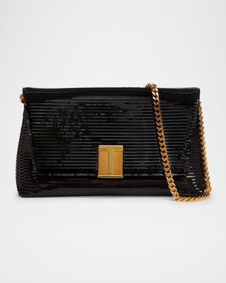 Tom Ford Nobile Mini Clutch Bag in Sequin-Embroidered Viscose
