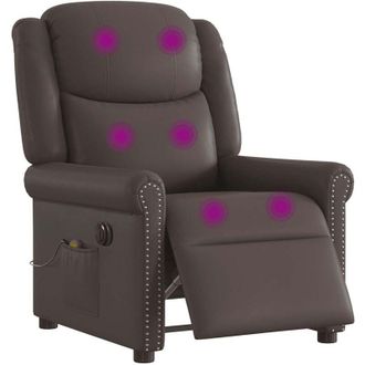 vidaXL Poltrona Massaggiante Reclinabile Elettrica Marrone Similpelle - Vidaxl