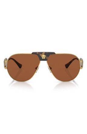 Versace 63mm Oversize Pilot Sunglasses in Dark Brown at Nordstrom