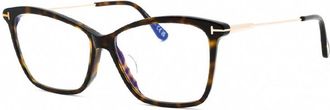 Tom Ford Eyeglasses Square Full Rim, Dark Havana Frame And Clear Blue Light Block Lens Ft5687-F-B052