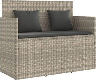 vidaXL Vidaxl - Banco de jardín con cojines ratán sintético gris claro