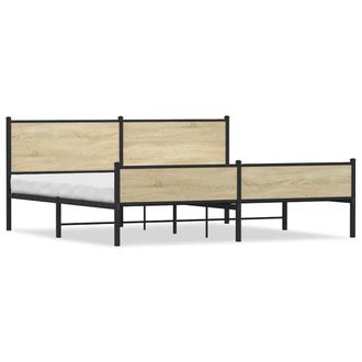 Berkfield Home Metal Bed Frame without Mattress Sonoma Oak 200x200 cm in Brown