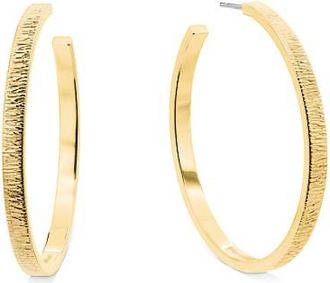 Calvin Klein Womens Textured Linear Hoop Earrings - Metallic - OS