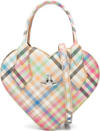 Vivienne Westwood Heart-Shaped Bag with Multicolor Plaid Pattern
