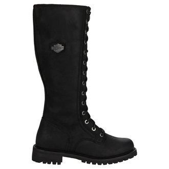 Harley-Davidson Harley Davidson Lornell 14 Inch Lace Leather Womens Calf Length Boots - Black - Size:UK 4.5