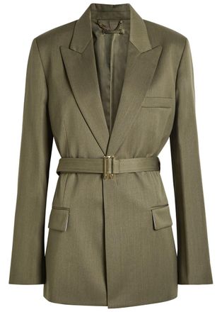 Victoria Beckham Belted Twill Blazer - Sage - 10 (UK10 / S)
