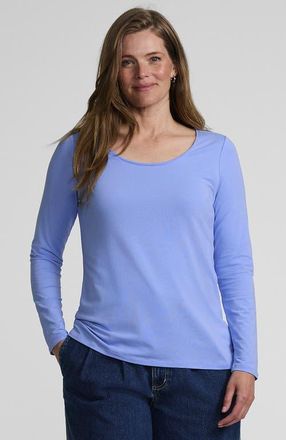 Lands End Long Sleeve Lightweight Jersey Scoop Neck T-Shirt in Clear Blue Sky at Nordstrom, Size X-Small