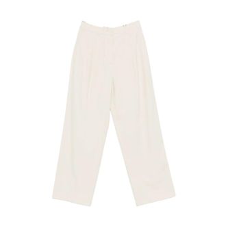 Dunst Double Pleated Chino Slacks - female - Dunst - Straight Trousers - White - M - Trousers