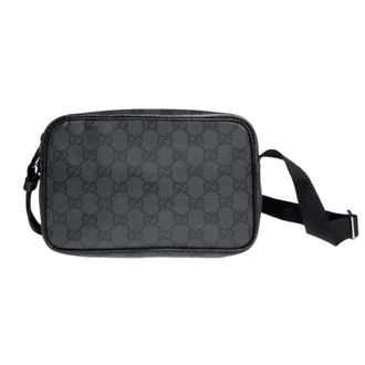 Gucci Mini GG Supreme Messenger Bag - Heren - Schoudertassen - Zwart - ONE Size - Leer - Tassen