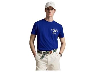 Polo Ralph Lauren Classic Fit Logo Jersey T-Shirt Mens Clothing Heather Grey/Royal White : 2XL, Cotton/Jersey