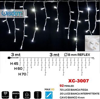 Trade Shop Trade Shop - Tenda Luminosa Natalizia 92 Led Luce Bianca Fissa + Bianca Intermittente Xc-3007