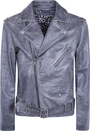 Golden Goose Jacket Distressed Bull Leather Golden MS Chiodo