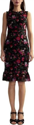Cynthia Rowley Embroidered Sleeveless Midi Dress In Black Multi