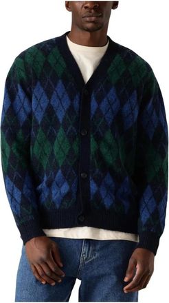 Selected Relaxed Argyle Cardigan voor Heren - Heren - Vesten - Blauw - M - Truien & Vesten