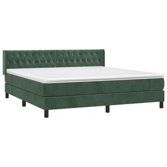 vidaXL Vidaxl - Giroletto A Molle Con Materasso Verde Scuro 180x200 Cm Velluto