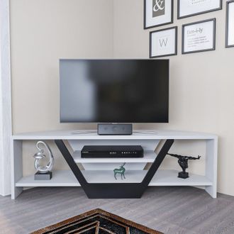 Decorotika Sares Corner TV Stand TV Unit for TVs up to 55 inch in White