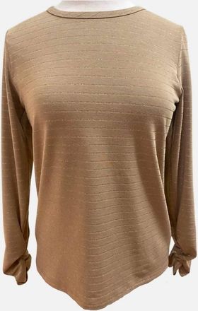 Elliott Lauren Metallic Stripe Top In Camel