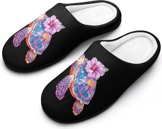 Generic Tie Dye Sea Turtle Mens Slippers Comfortable And Non-slip Cotton Slipper Shoe for House