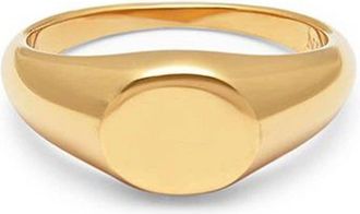 Nialaya mini signet ring - men - stainless steel - 11 - Gold