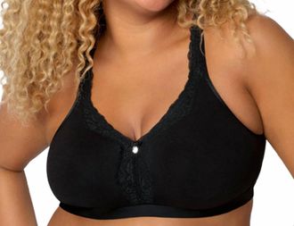 Curvy Couture Cotton Luxe Unlined Wireless Bra In Black