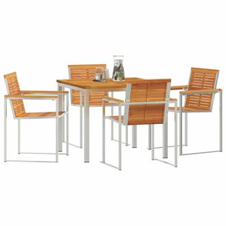 Berkfield Home Stunning 5 Piece Garden Dining Set Solid Wood Acacia in Brown