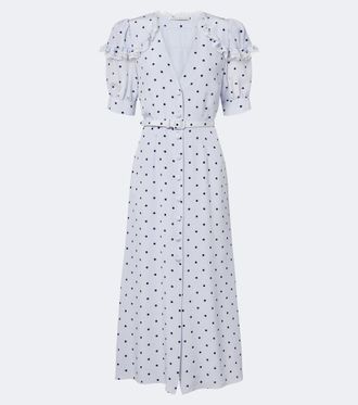 Alessandra Rich Belted polka-dot silk midi dress