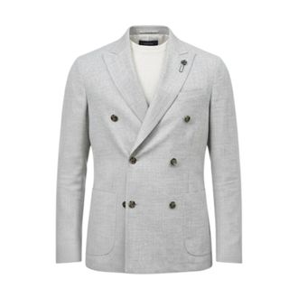 Lardini Blazers, male, Gray, Size: XL Blazer Doppiopetto in Misto Lana e Lino