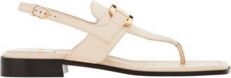 Ferragamo Gancini Buckle Leather Sandals, Size 5.5 C