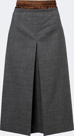 Prada Layered pleated wool midi skirt