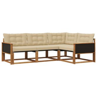 vidaXL Conjunto De Sof&aacute;s De Exterior Con Coj&iacute;n 4 Pcs Natural Y Beige Vidaxl