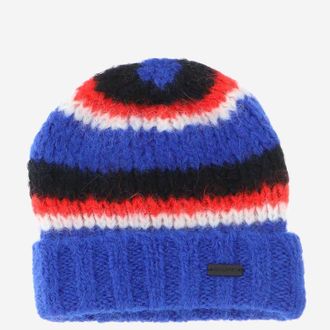 Saint Laurent Mens Multicolor Striped Beanie Alpaca Hat