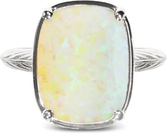 Sterling Forever Sterling Silver Champagne Fire Opal Elongated Cushion Ring