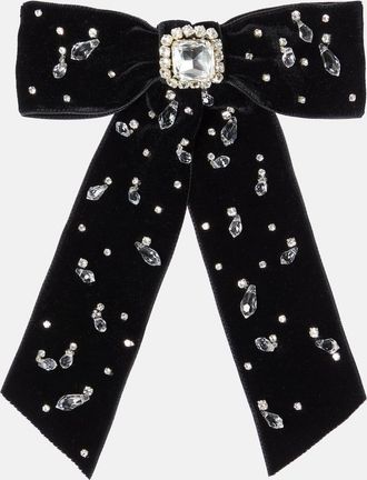 Jennifer Behr Alva bow embellished velvet barrette