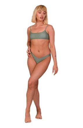 OOSC Sahara Sage Lace up Crop Bikini Top at Nordstrom, Size Small