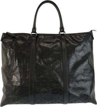 Gucci Pre-owned Weekend Bags, male, Black, Size: ONE SIZE Pre-owned GG Imprime PVC 2way Boston Bag
