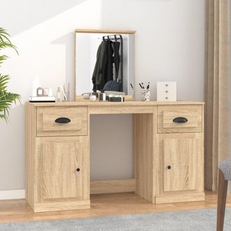 Berkfield Home Dressing Table with Mirror Sonoma Oak 130x50x132.5 cm in Brown