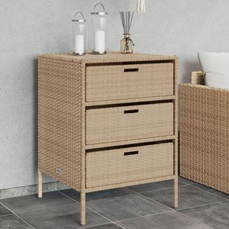 vidaXL Armario De Almacenaje De Jard&iacute;n Rat&aacute;n Pe Beige 55x59x80 Cm Vidaxl