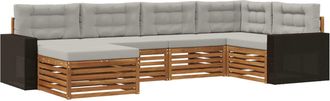 vidaXL Conjunto De Sof&aacute;s De Exterior 6 Uds. Natural Y Gris Claro Vidaxl