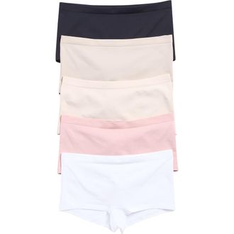 Yogalicious Soft Smoothing Seamless 5-Pack Assorted Boyshorts in Crystal Gray/Shadow Rock at Nordstrom Rack, Size X-Large