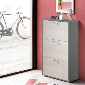 Dmora Zapatero Peonia, Mueble De Entrada Polivalente Con 3 Puertas Abatibles, Zapatero De Doble Profundidad, 100% Made In Italy, Cm 67x28h112, Alerce, Con E
