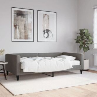 vidaXL Sof&aacute; Cama Con Colch&oacute;n Tela Gris Oscuro 100x200 Cm Vidaxl