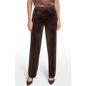 DKNY Velvet Straight Leg Pants in Chocolate at Nordstrom, Size 8