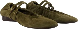 Carel Womens Tatiana Ballerinas - Carel Leather Khaki Shoes Flat-Shoes