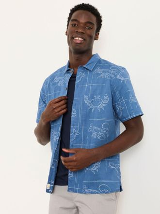 Fat Face FatFace Blue Short Sleeve Seafood Print Shirt