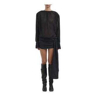 Entire studios Entire Studios - Mini Tie Dress - Dames - Jurken - Zwart - Maat: S Leer