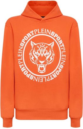 Plein Sport Hooded Sweatshirt Carbon Tiger - Heren - Sportshirts - Oranje - S - Katoen - Fitness