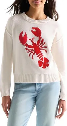 Lucky Brand Lobster Intarsia Crewneck Sweater in Gardenia at Nordstrom Rack, Size X-Small